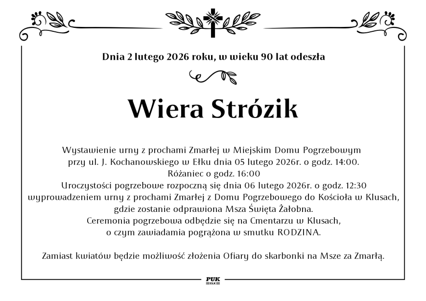 Wiera Strózik - nekrolog